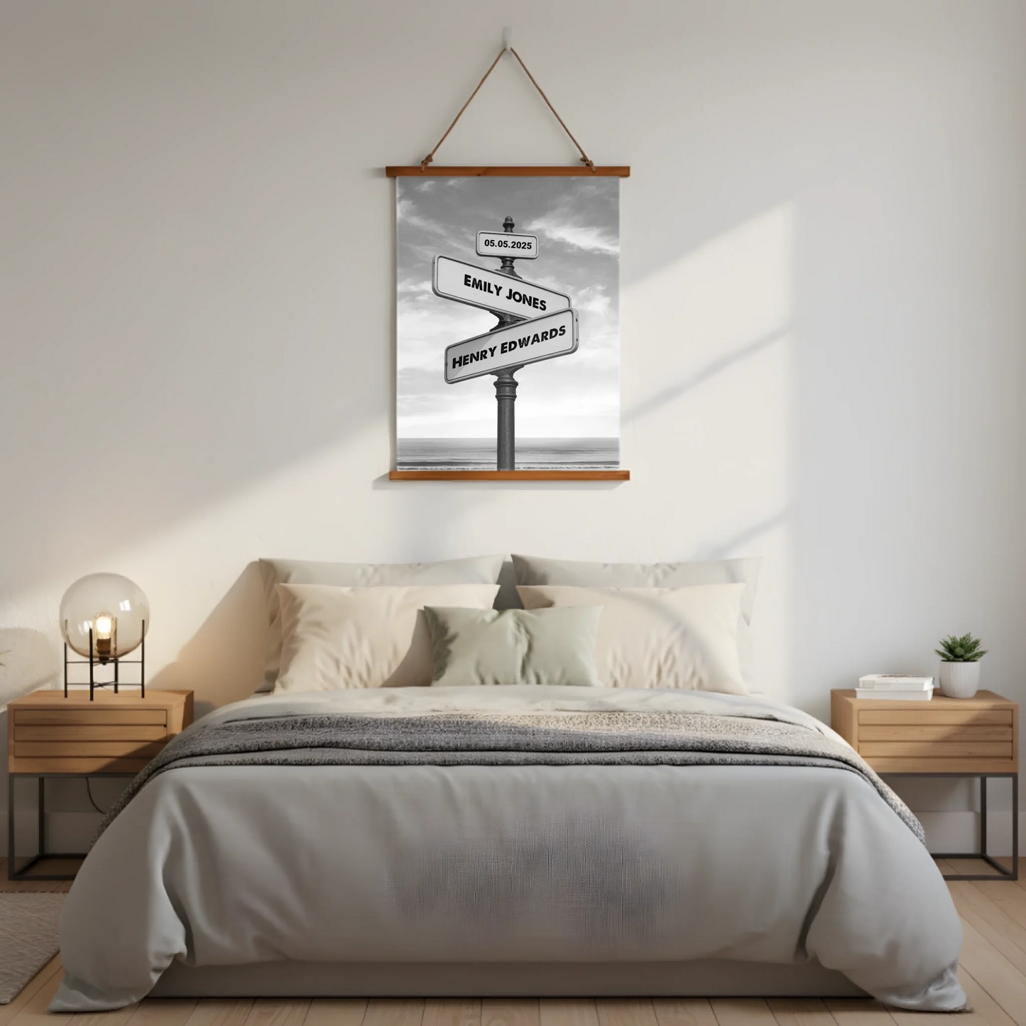 Street Names Wood Framed Wall Tapestry