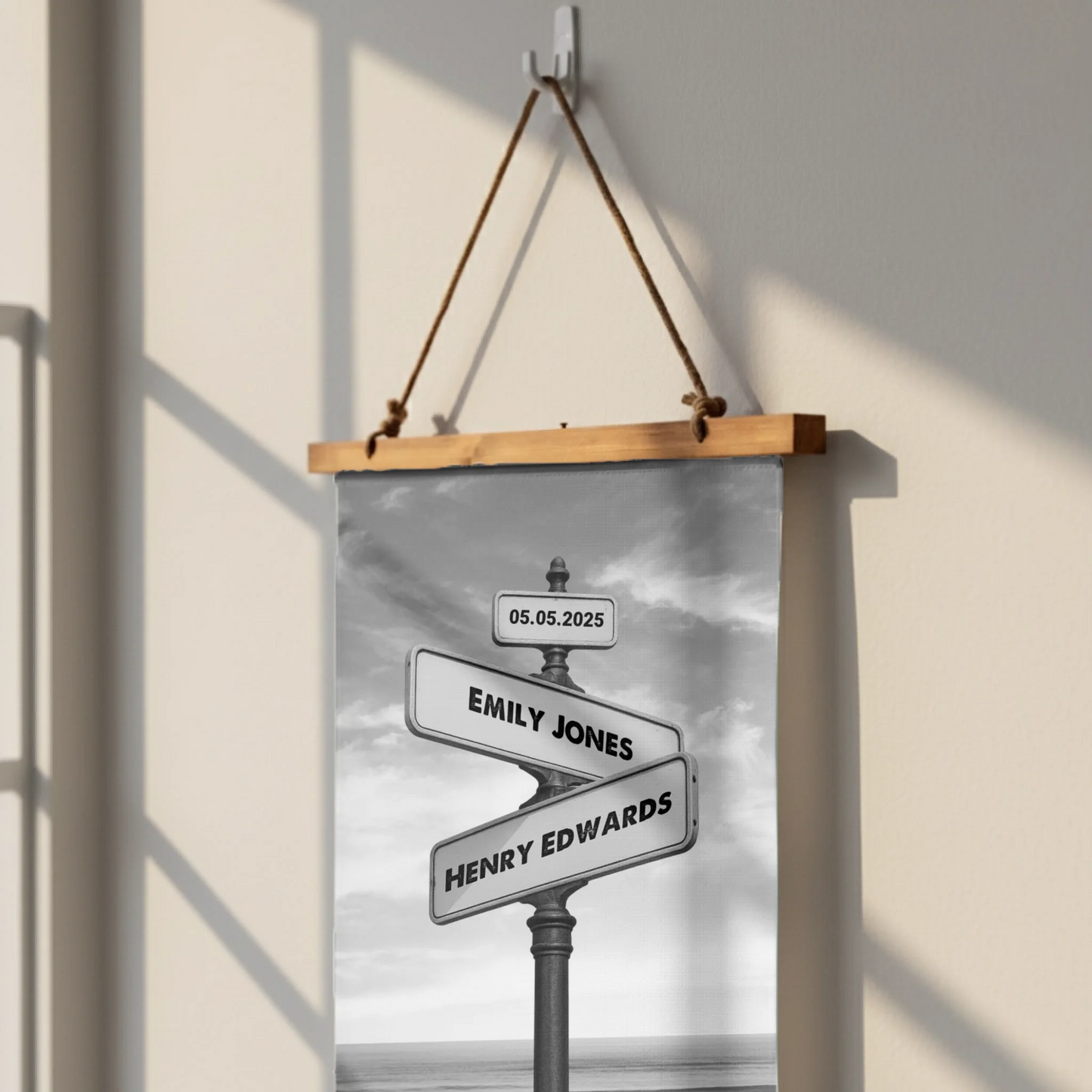 Street Names Wood Framed Wall Tapestry