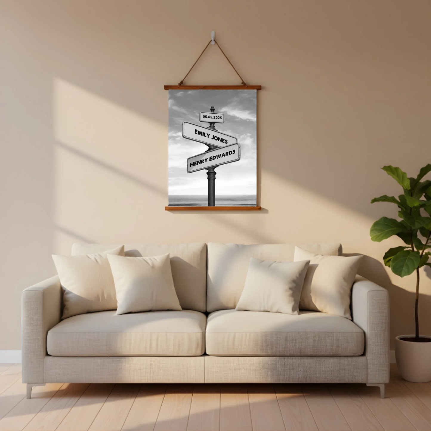 Street Names Wood Framed Wall Tapestry