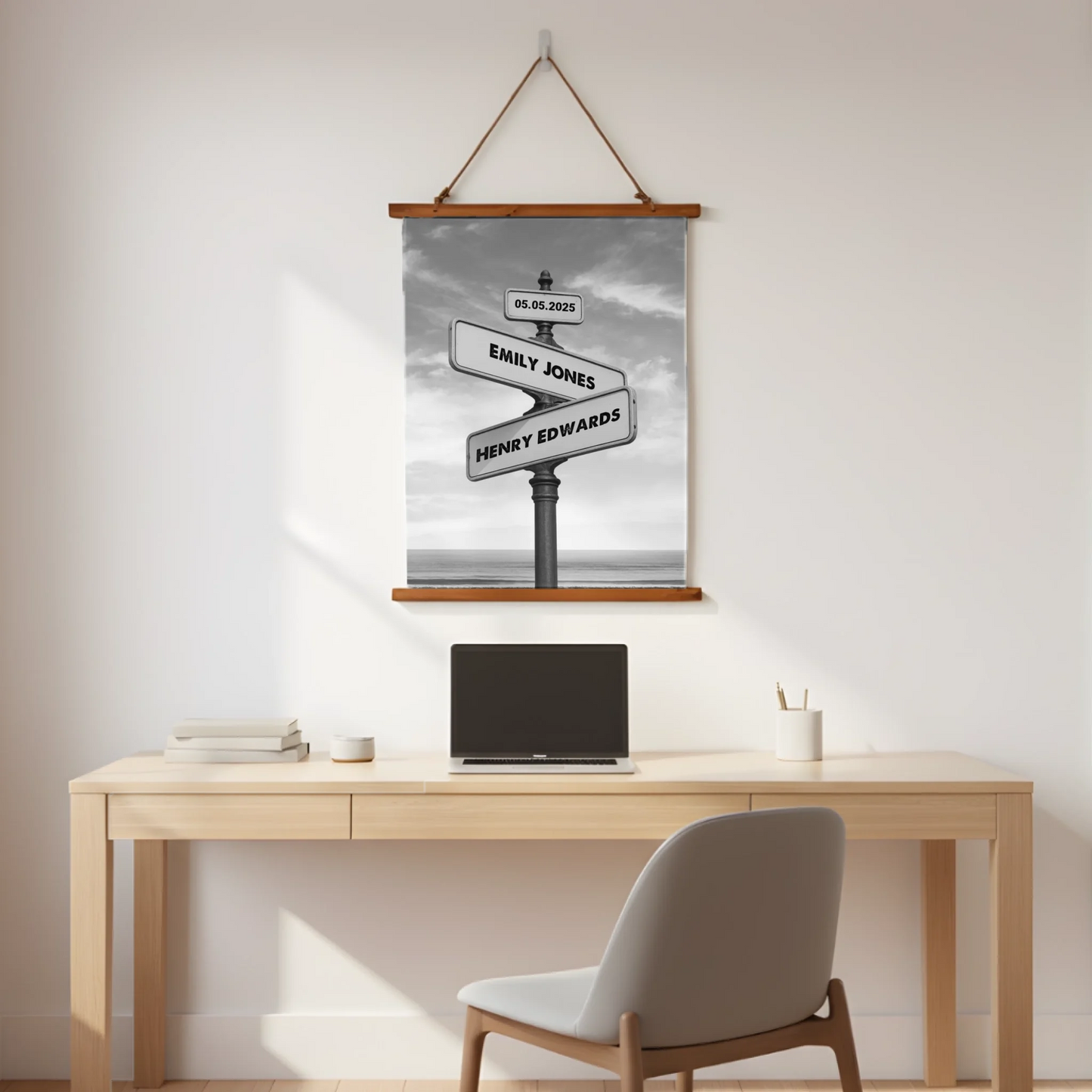 Street Names Wood Framed Wall Tapestry