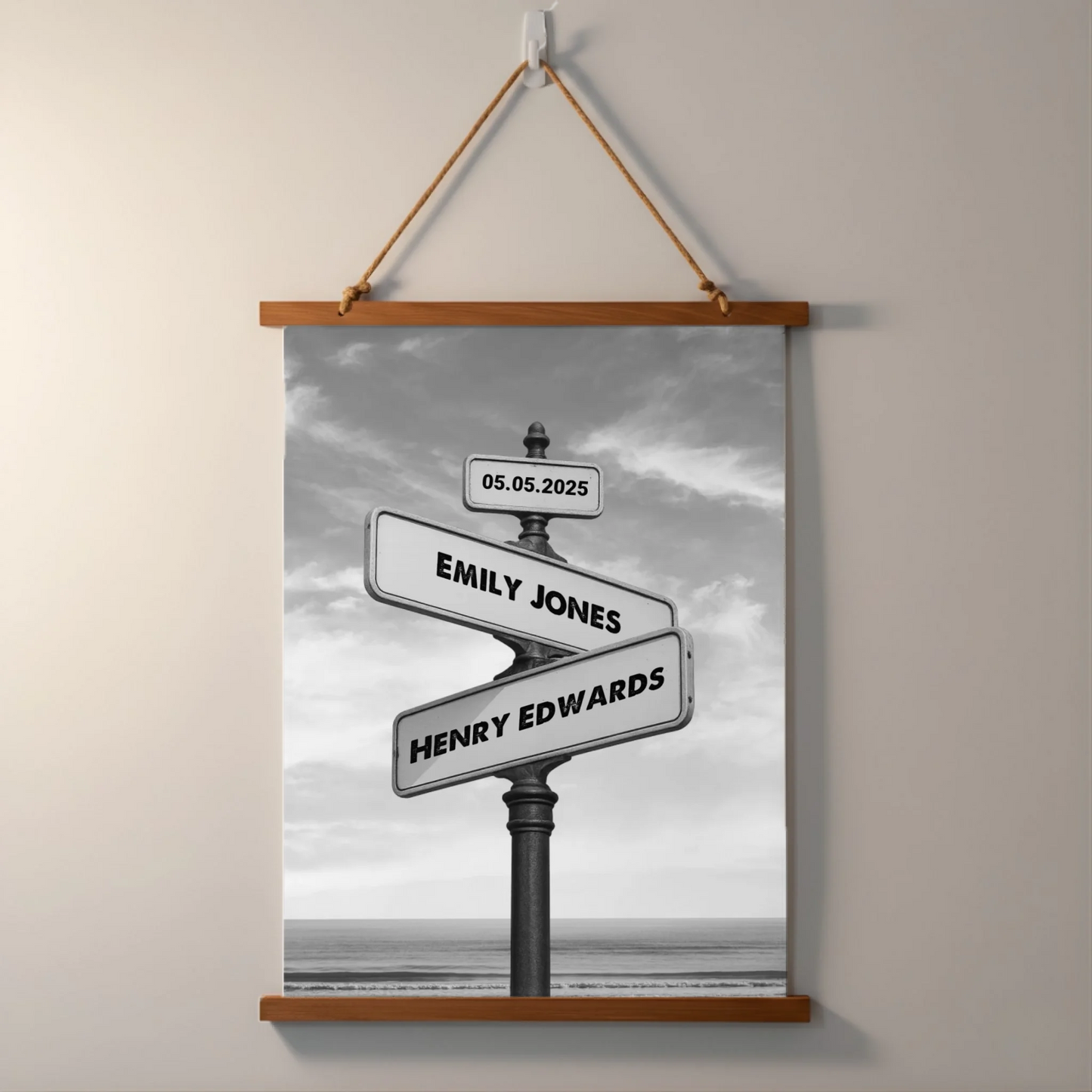 Street Names Wood Framed Wall Tapestry