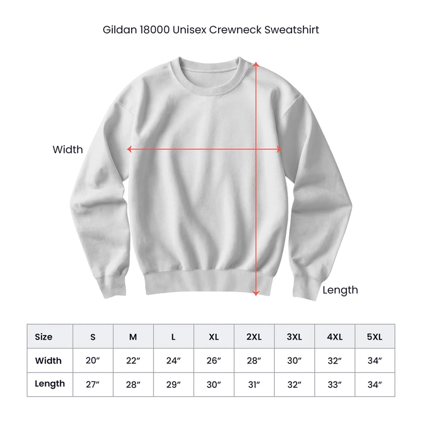 Gildan 18000 Unisex Crewneck Sweatshirt Spec Image