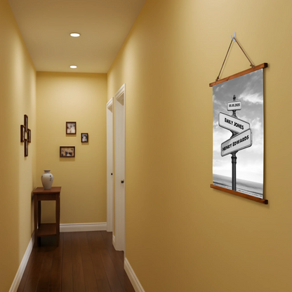 Street Names Wood Framed Wall Tapestry