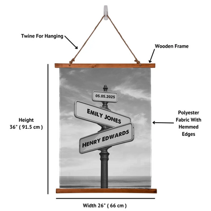 Street Names Wood Framed Wall Tapestry