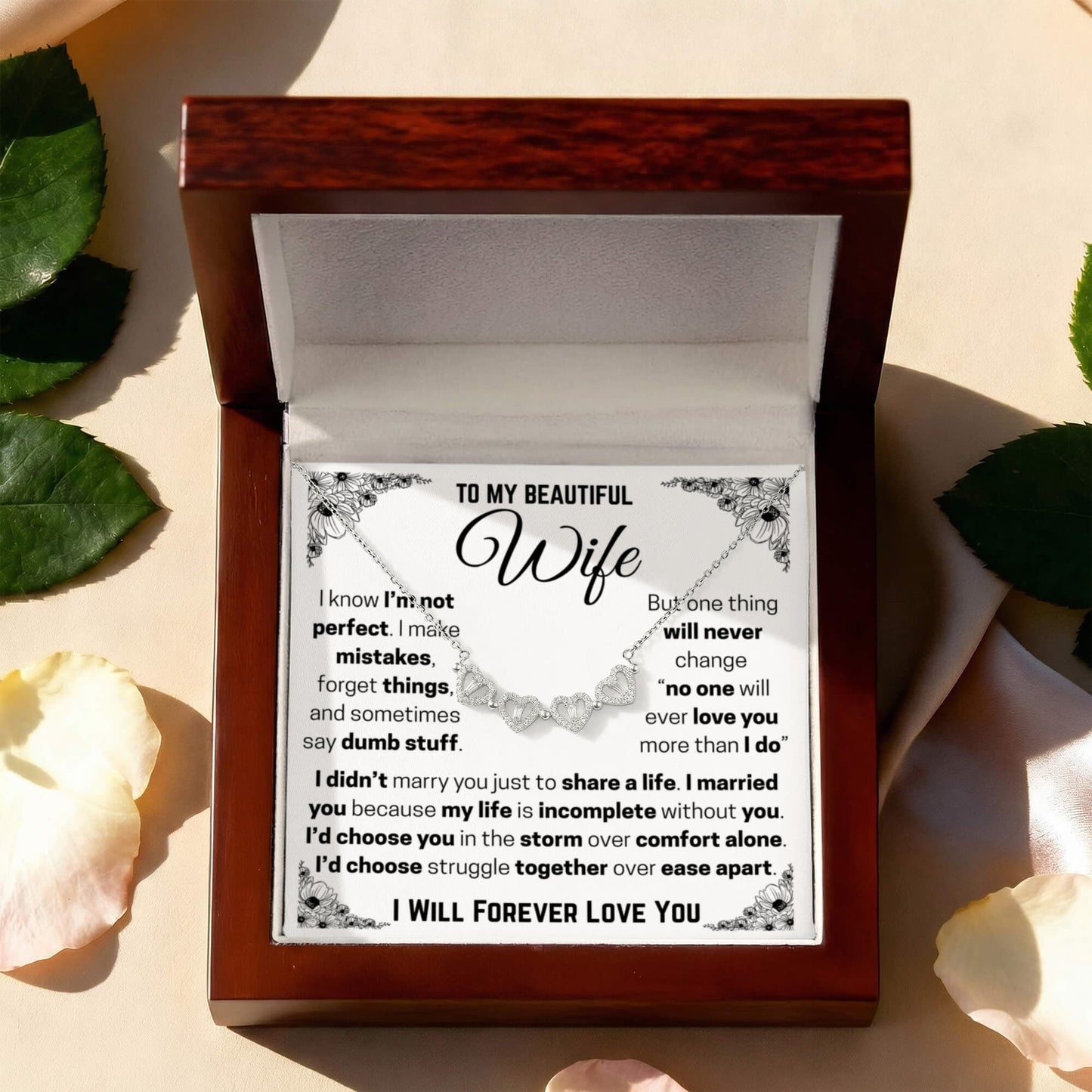 To My Wife - Luxury Magnetic Hearts Necklace