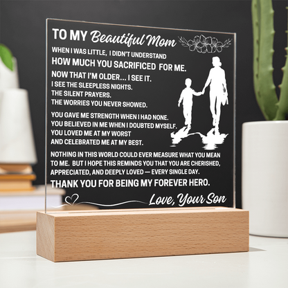 To My Mom - LED Acrylic Square Plaque (Gift From Son)